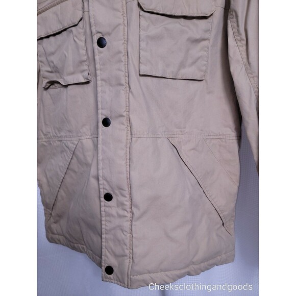 American Eagle Beige Hooded Canvas Jacket Men's LARGE - Picture 4 of 9